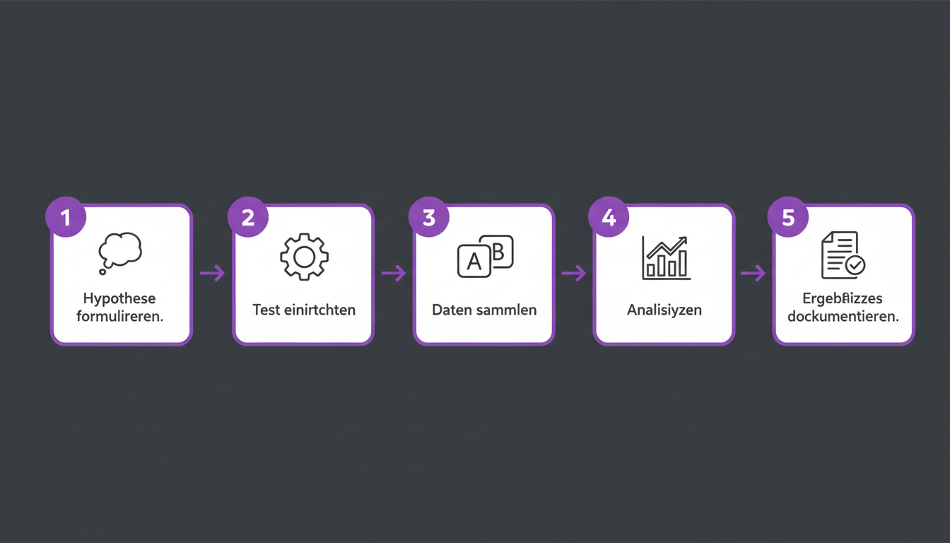 Step-by-step visualization of an A/B testing process for social media content