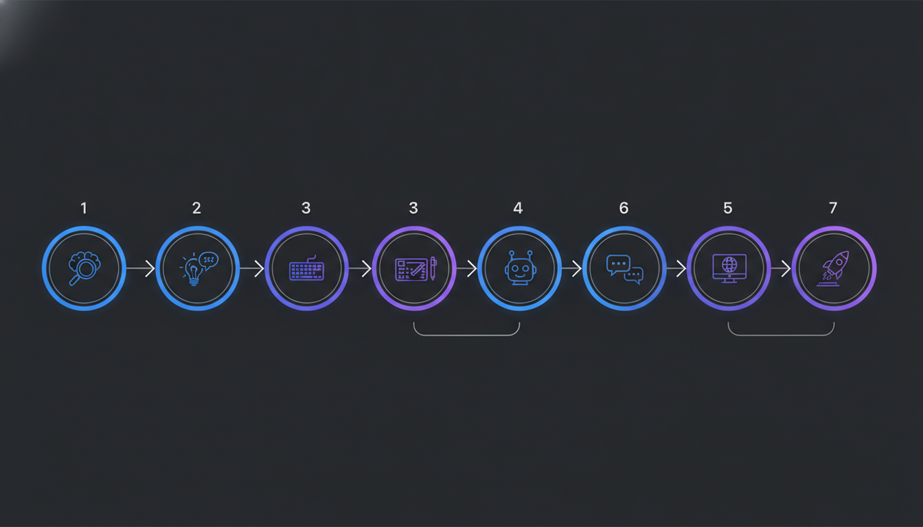 KI-gestützter Content-Workflow Schritt-für-Schritt Diagramm für Content-Erstellung mit KI-Tools