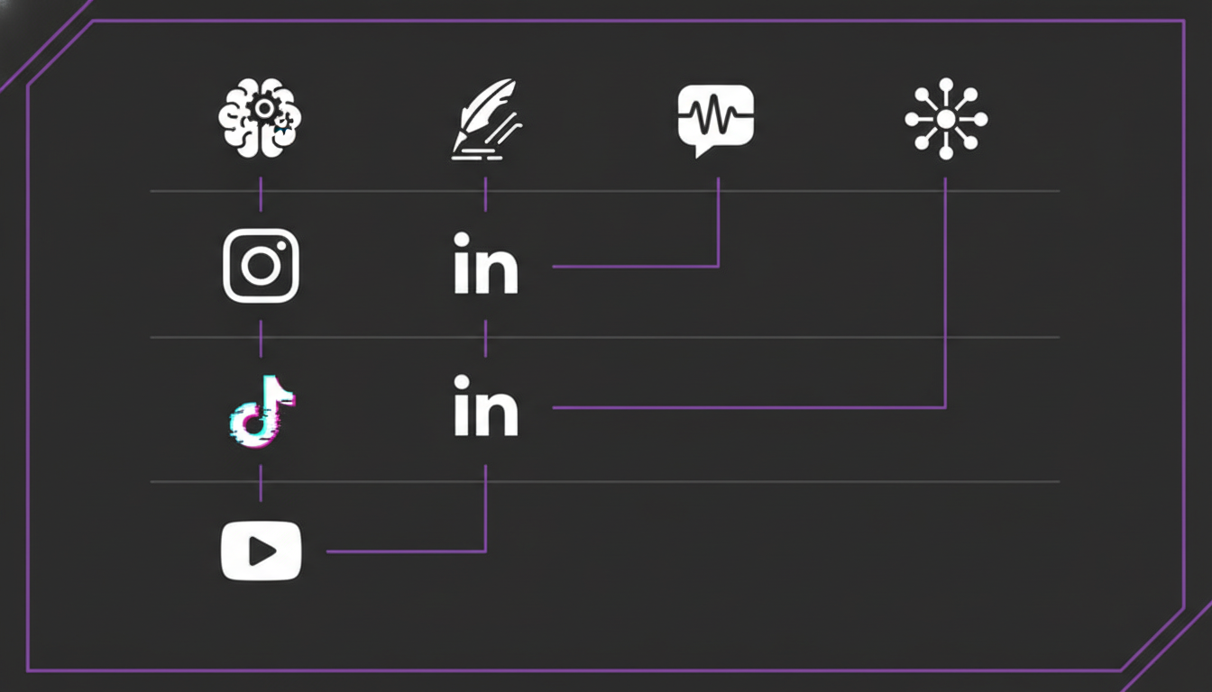 KI-Tools für Content-Erstellung nach Social-Media-Plattformen aufgeteilt - Vergleichsdiagramm
