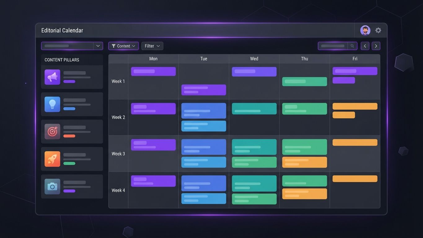 Team plant automatisierte Content-Planung mit KI-Tools am Redaktionskalender