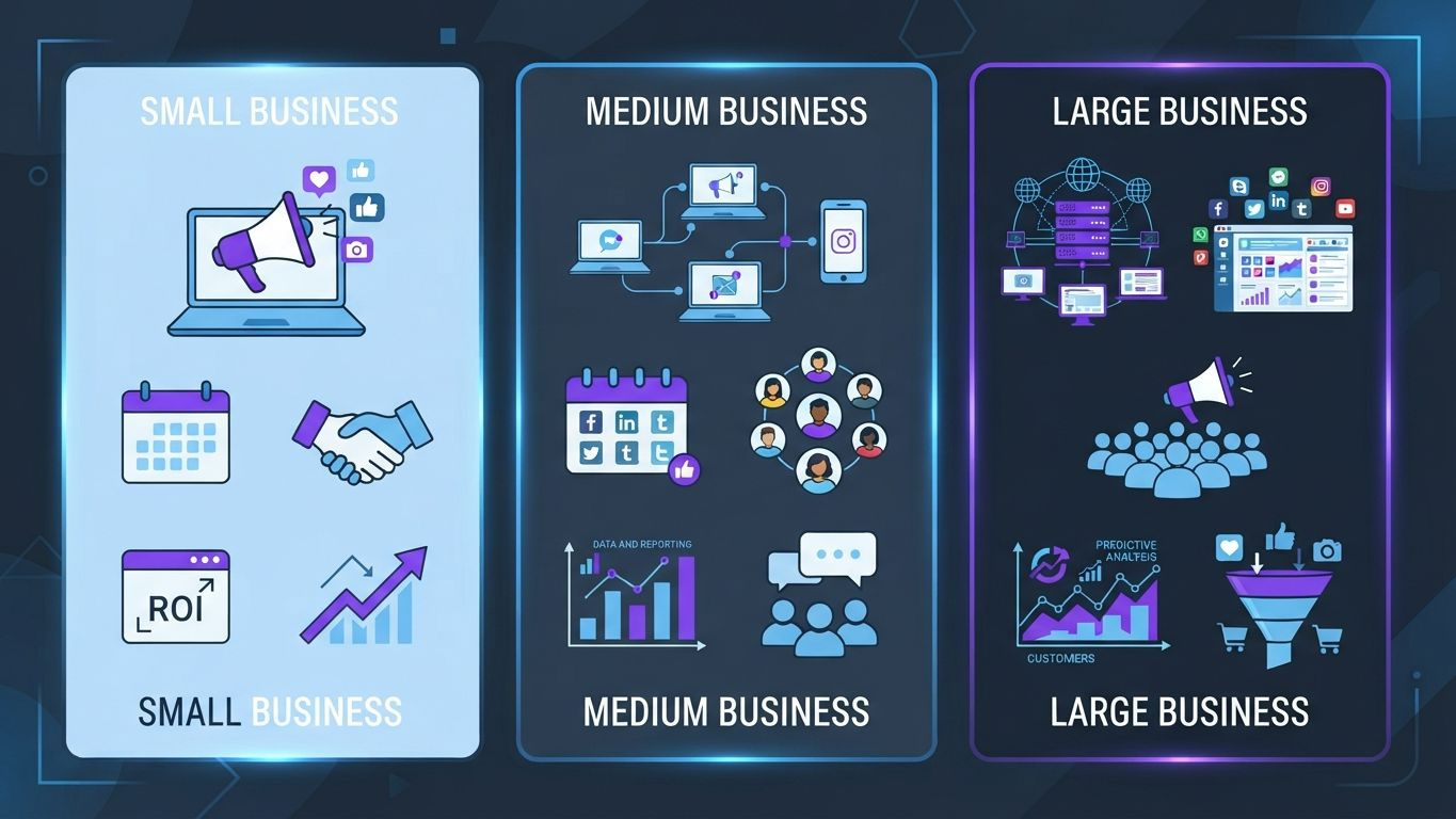 Social Media Strategie Vergleich nach Unternehmensgröße als Infografik
