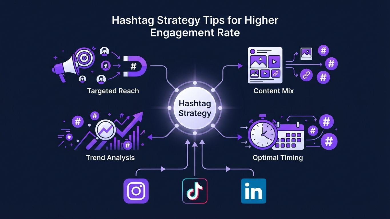 Infografik zu Hashtag Strategien für höhere Engagement Rate