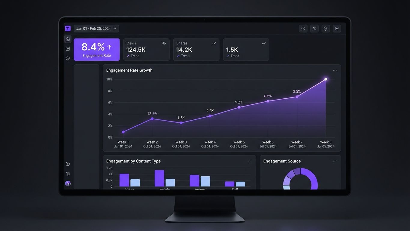 Dashboard zur Messung der Engagement Rate über mehrere Wochen
